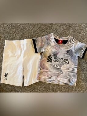 Liverpool White Multicolor Wave-Print Kids Training Shirt